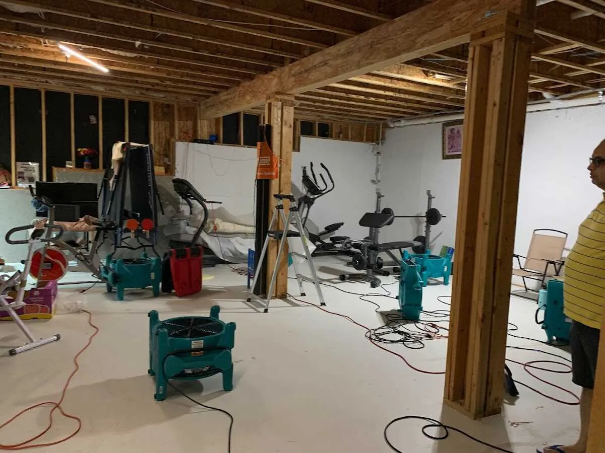 Basement drying equipment setup for Structural Drying in Fallon